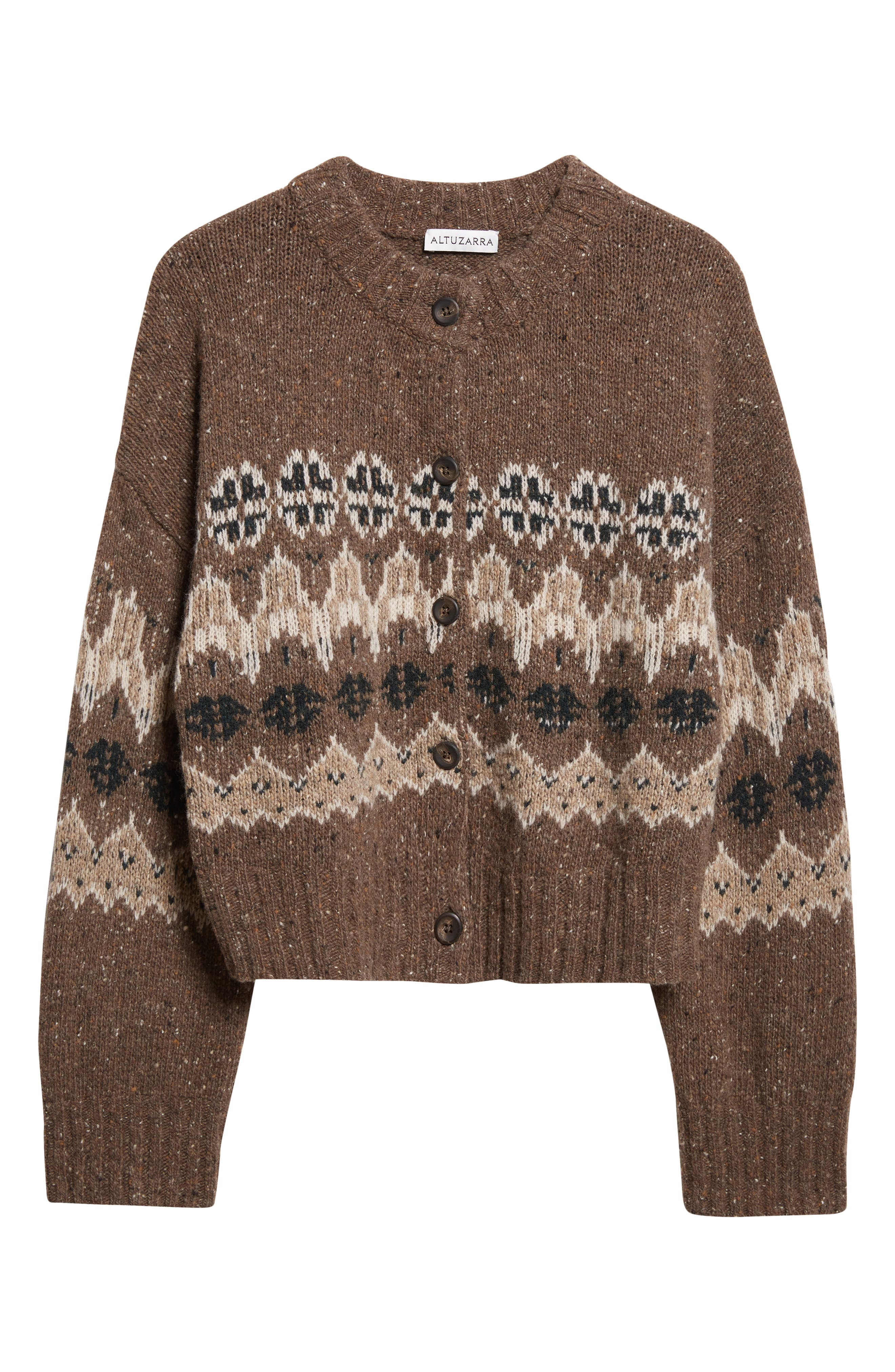 Altuzarra Cammie Wool Blend Cardigan in Oak Moss Fairisle at Nordstrom - 6