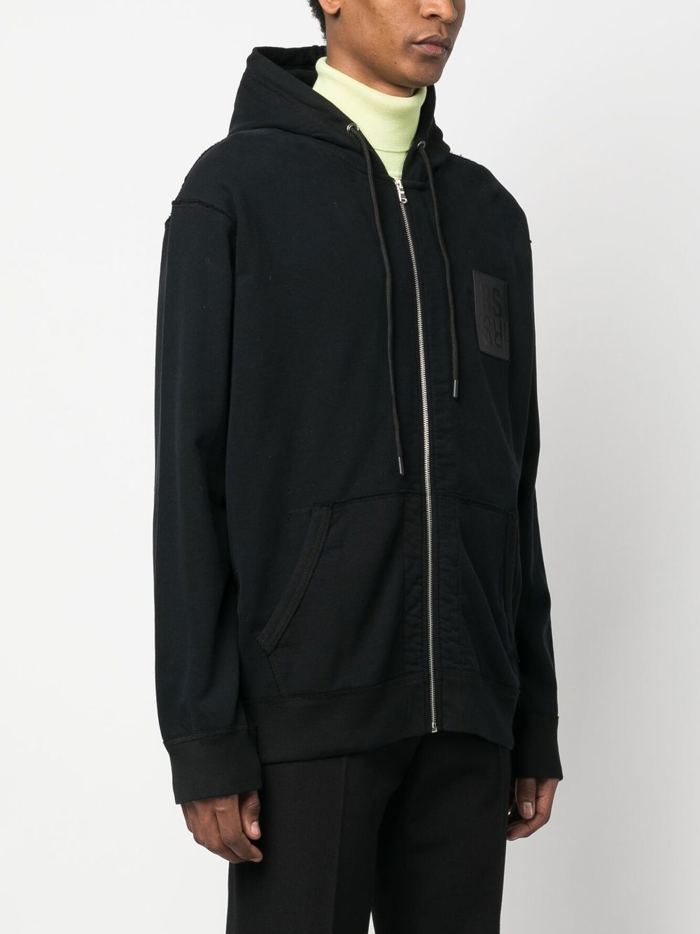 logo patch zipped hoodie - 4