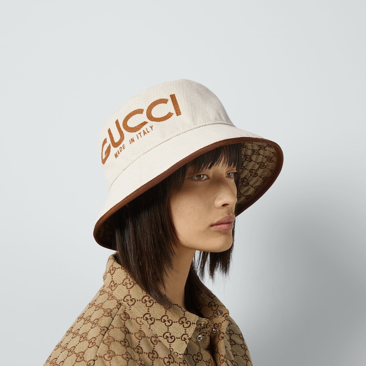 Bucket hat with Gucci print - 3