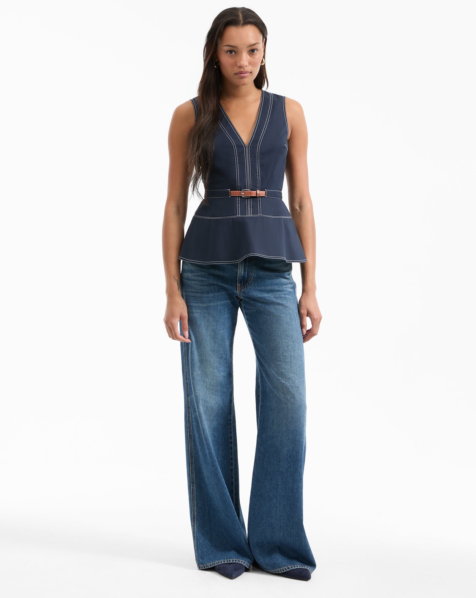 NICKLEBY BELTED PEPLUM TOP - 3