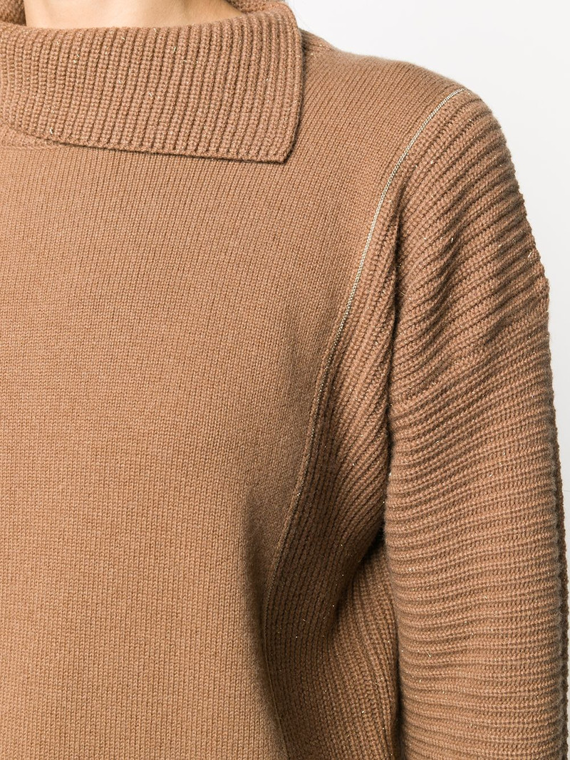 asymmetric high neck knitted jumper 5