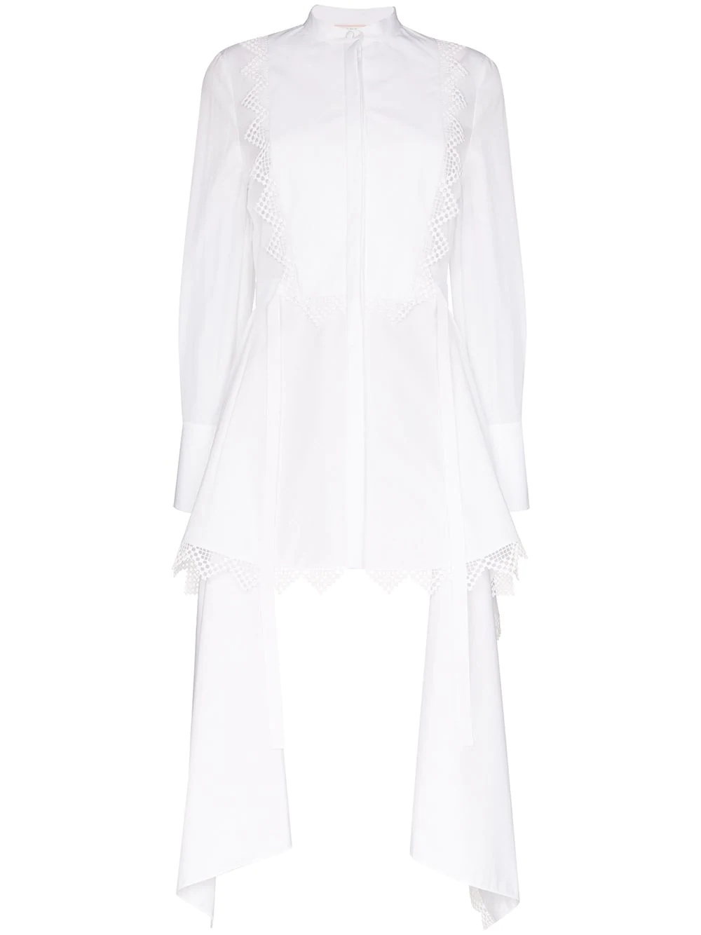 lace-trim asymmetric shirt - 1