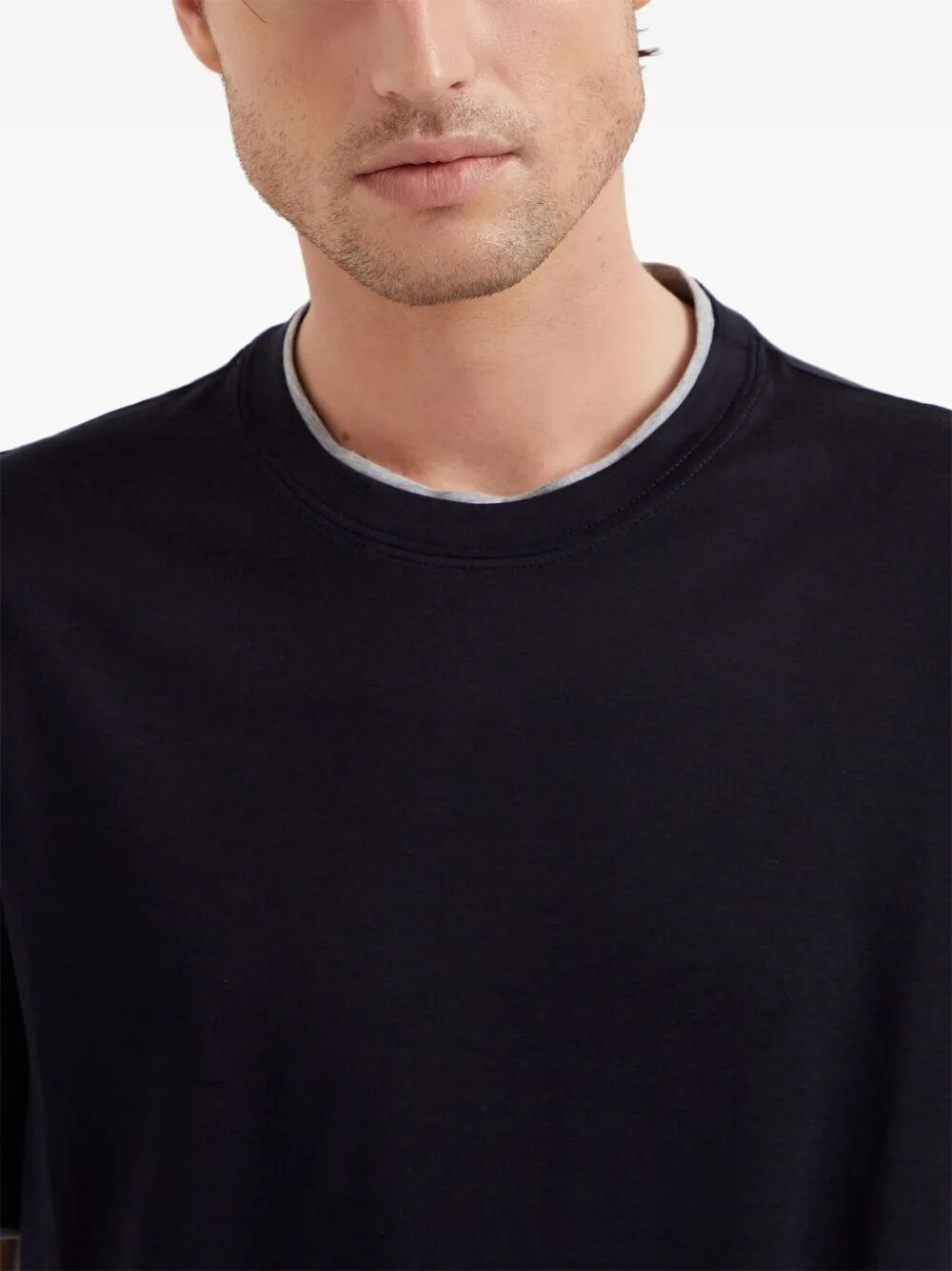 Crew-Neck T-Shirt With Faux-Layering - 3