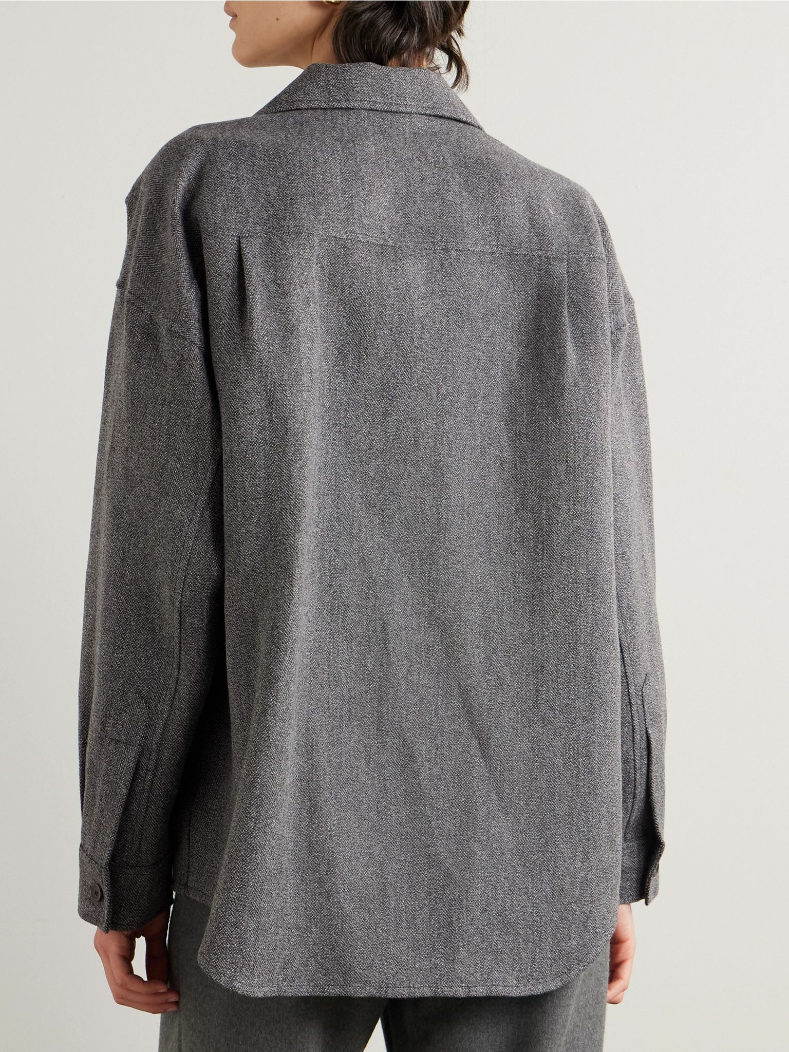 Darby linen, wool and cashmere-blend shirt Gray - 3