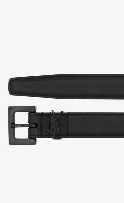 SAINT LAURENT monogram thin belt with square buckle in laquered box saint laurent leather outlook