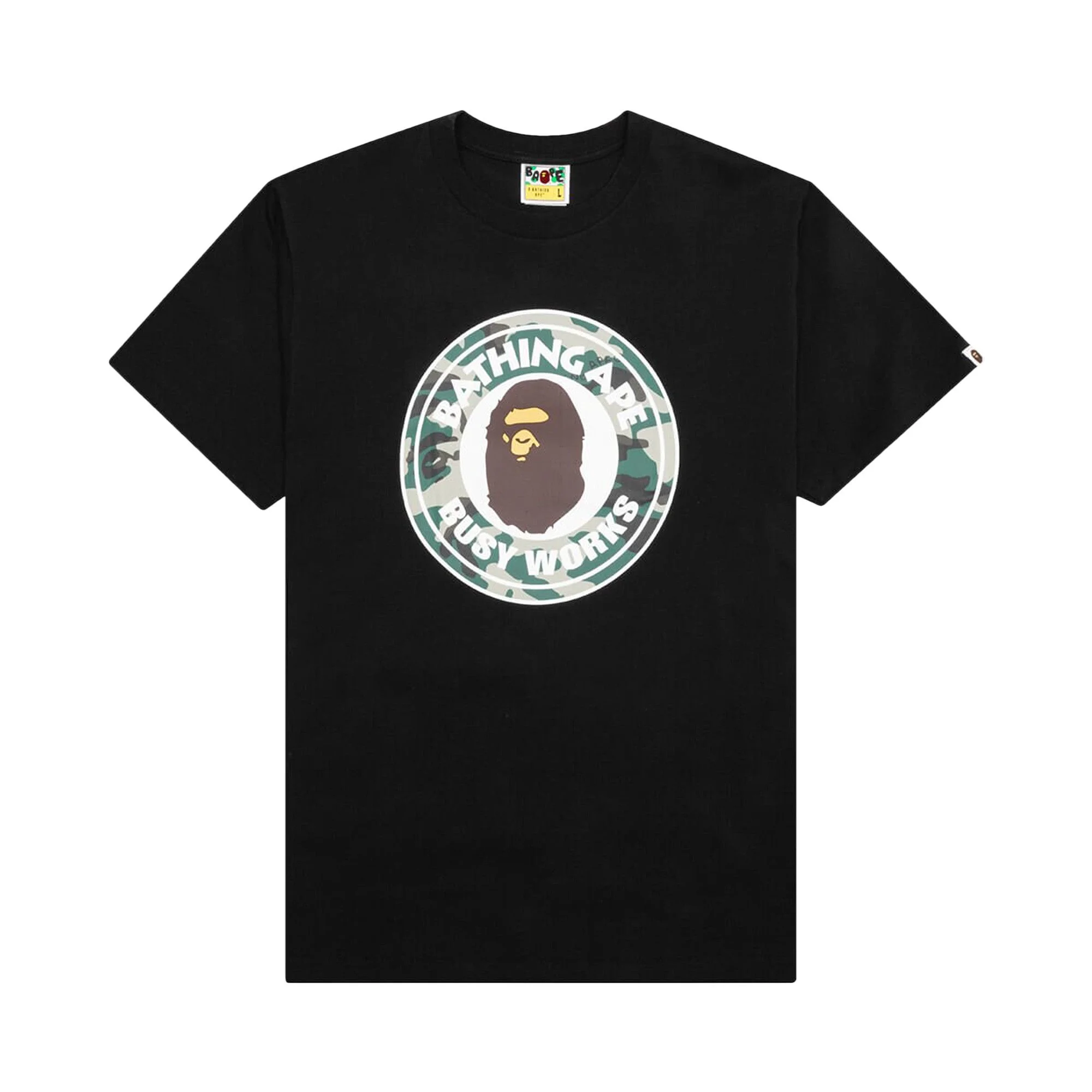 BAPE Woodland Camo Busy Works Tee 'Black' - 1