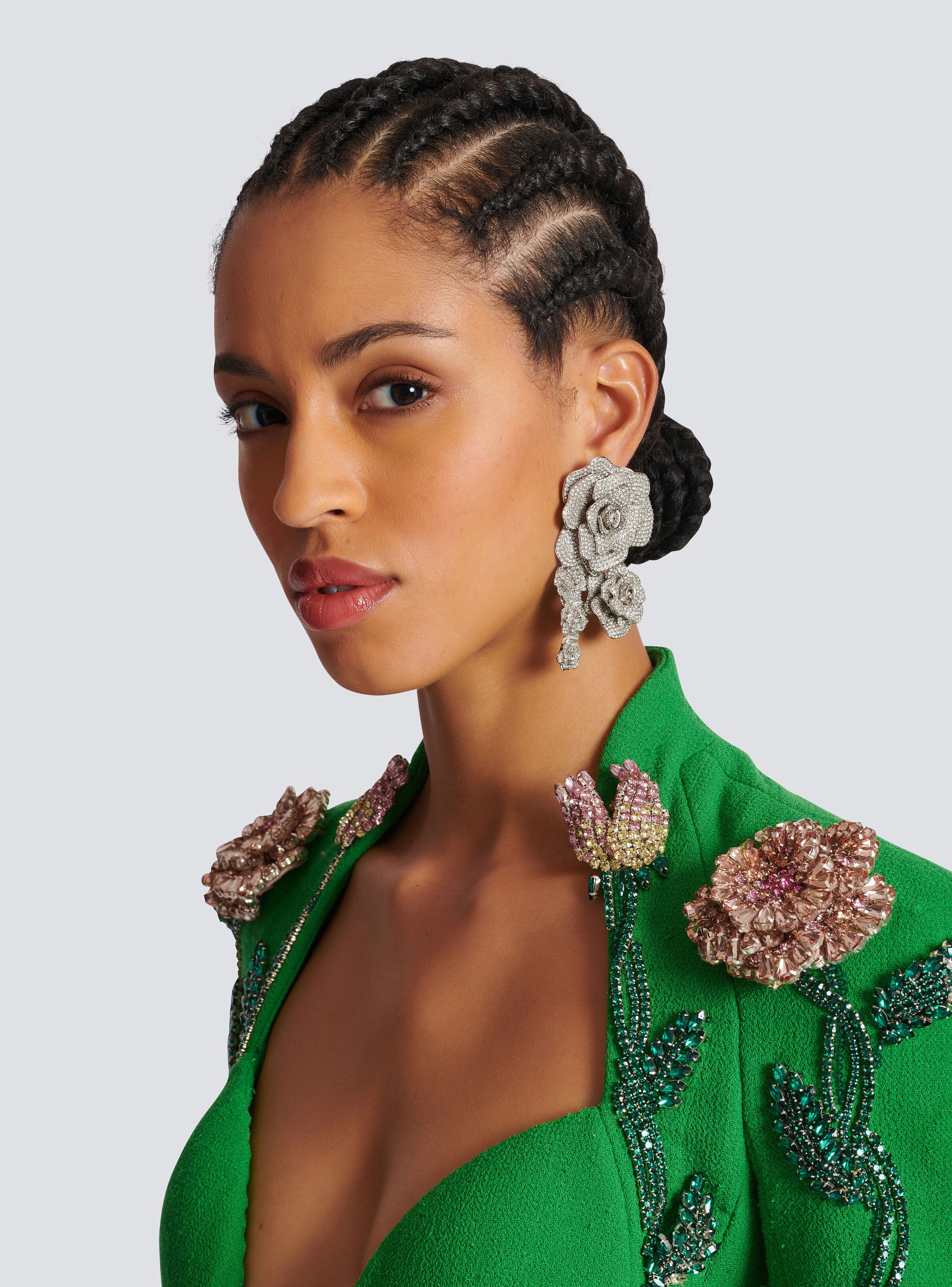 Palladium Rose earrings set with crystals - 2