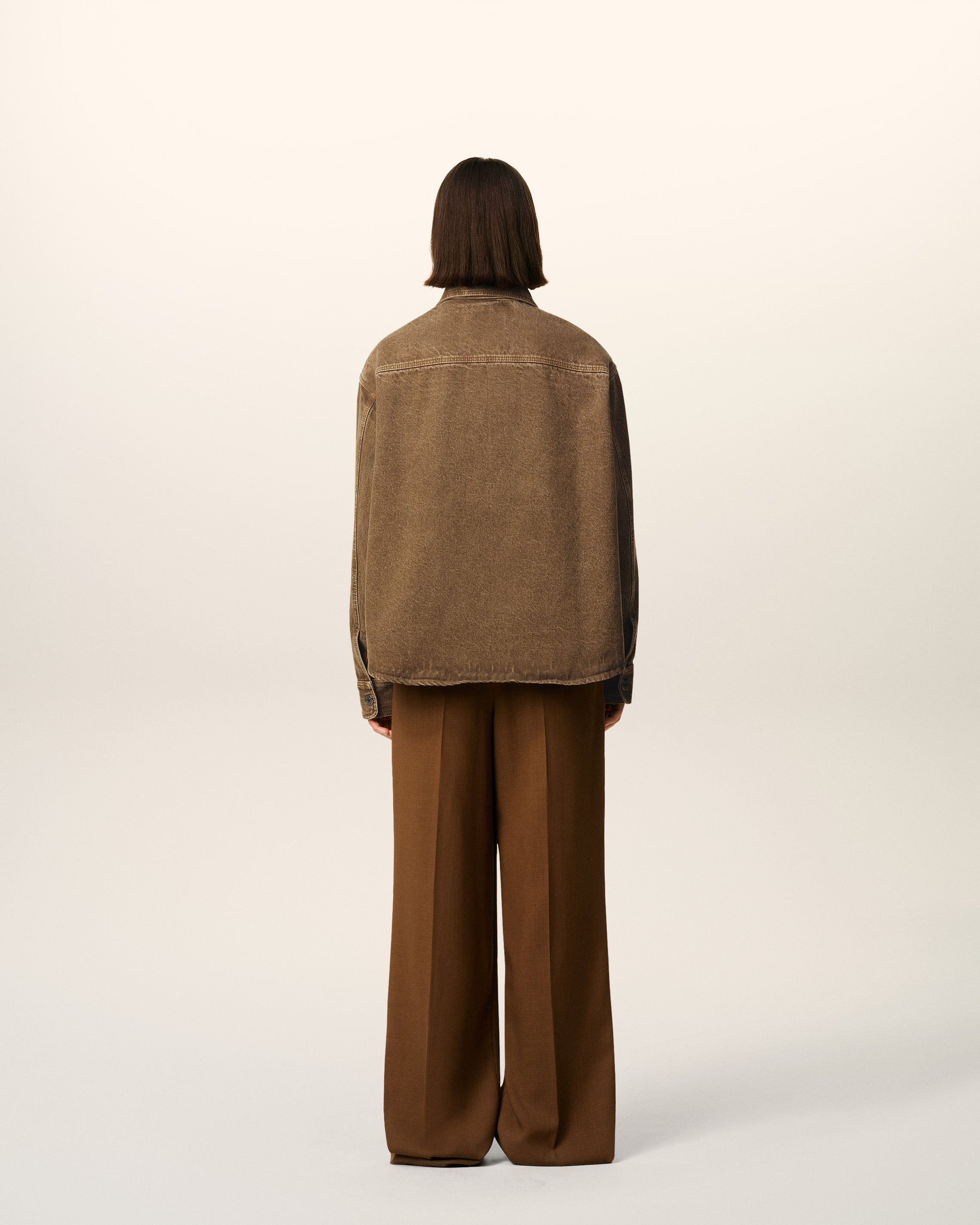 BROWN COTTON AMI DE COEUR OVERSHIRT - 5