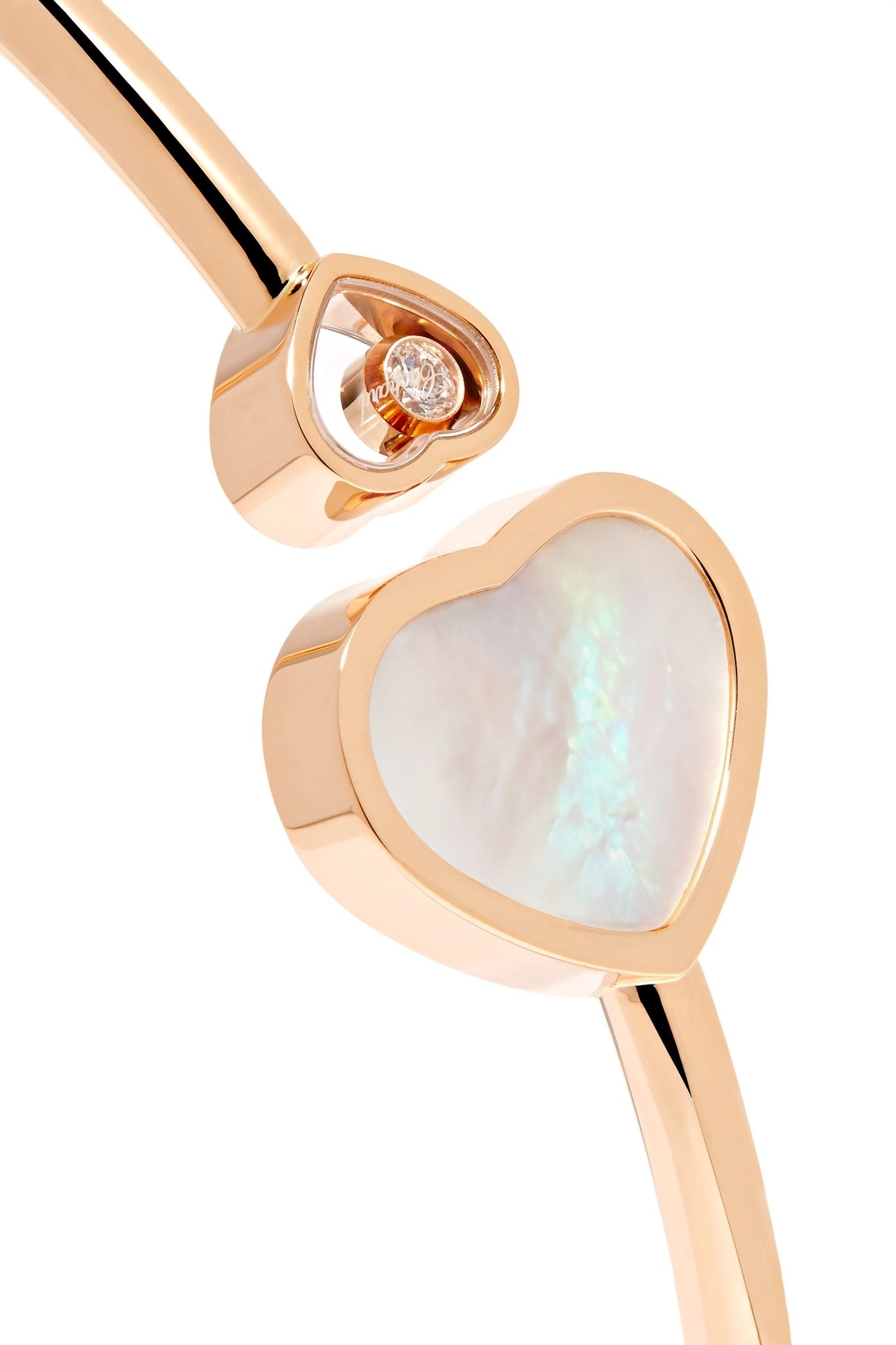 Happy Hearts 18-karat rose gold, diamond and mother-of-pearl cuff - 4