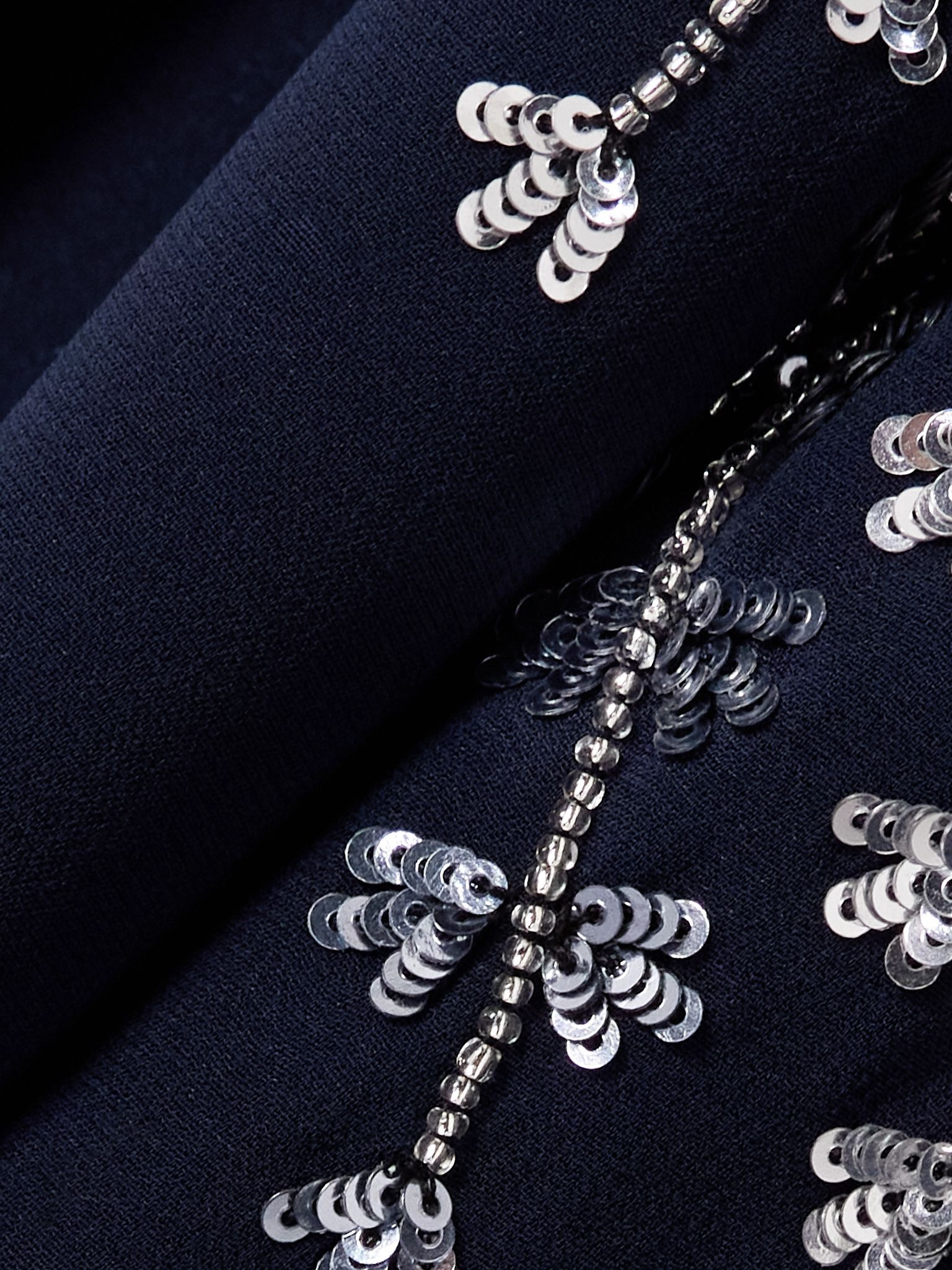 Embellished stretch-silk georgette gown Navy - 4