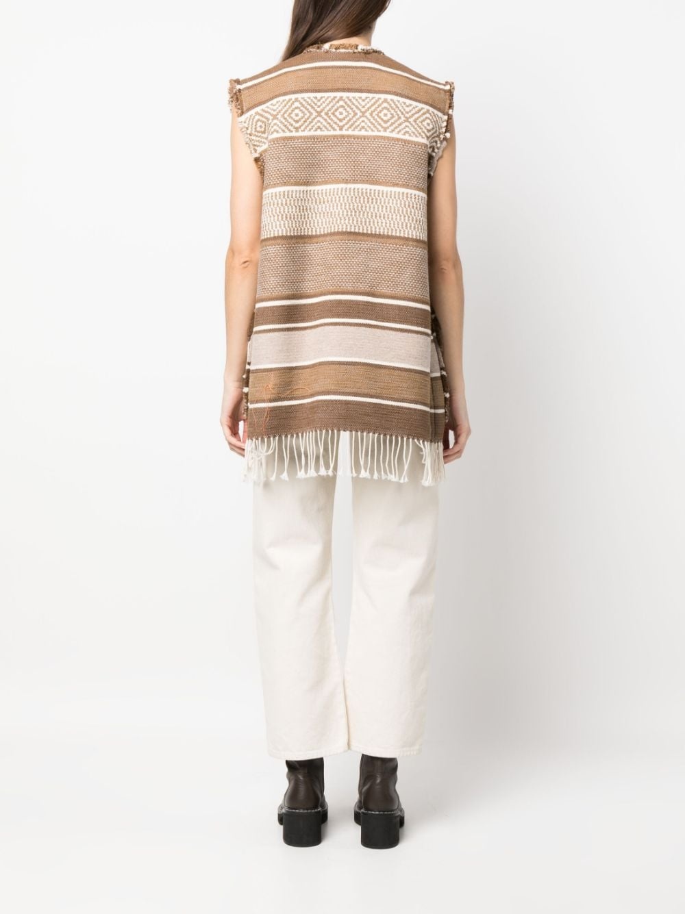 vertical-stripe knitted gilet - 4