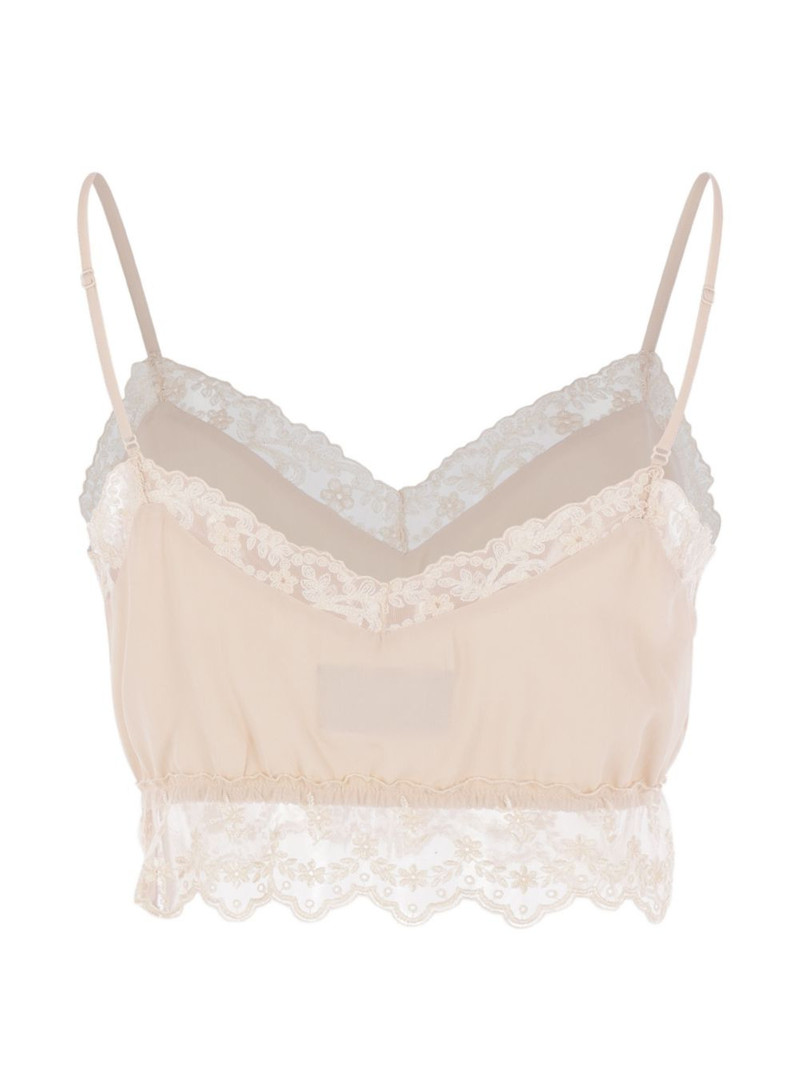 Simone Rocha lace-trim V-neck top outlook