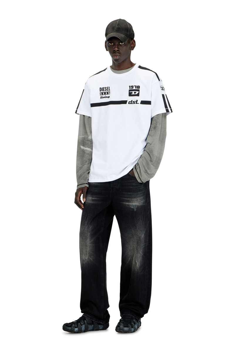 COTTON T-SHIRT WITH CONTRAST GRAPHIC PRINTS 1