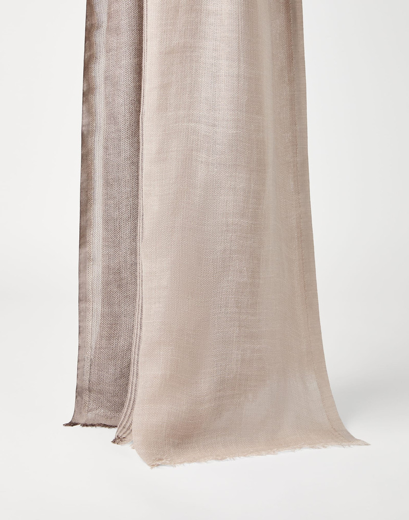 Silk and linen chevron scarf with stripes 1
