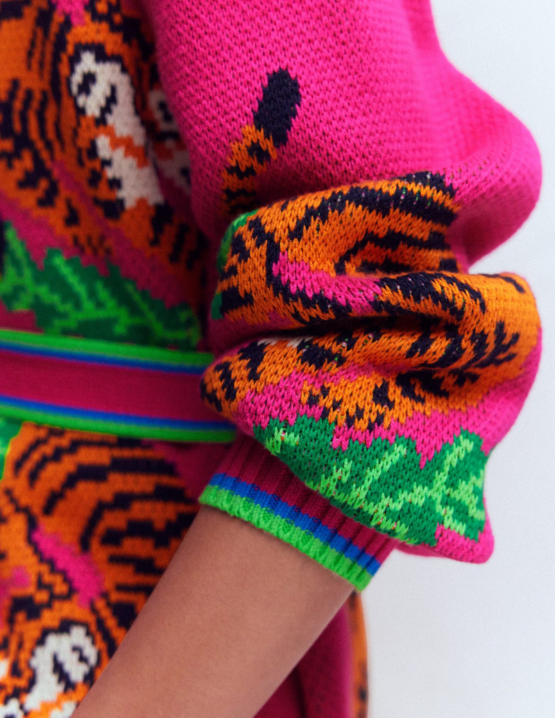 Jacquard Belted Cardigan-Pink Yarrow Tigers 6