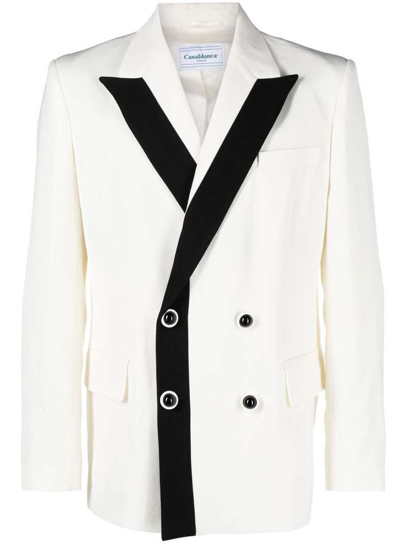 contrast-lapel double-breasted blazer 1
