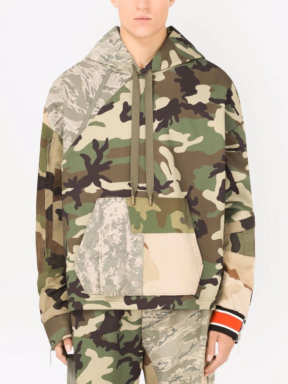 patchwork camouflage-print hoodie - 3