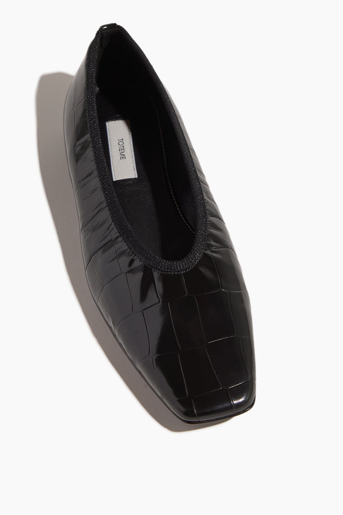Minimalist Croco-Embossed Ballerina Flat in Black - 4