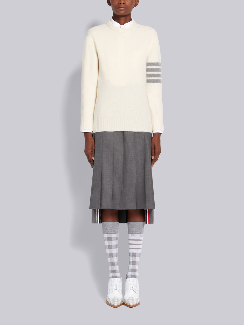 백색 overwashed 캐시미어 저지 Crewneck 4Bar Pullover 4