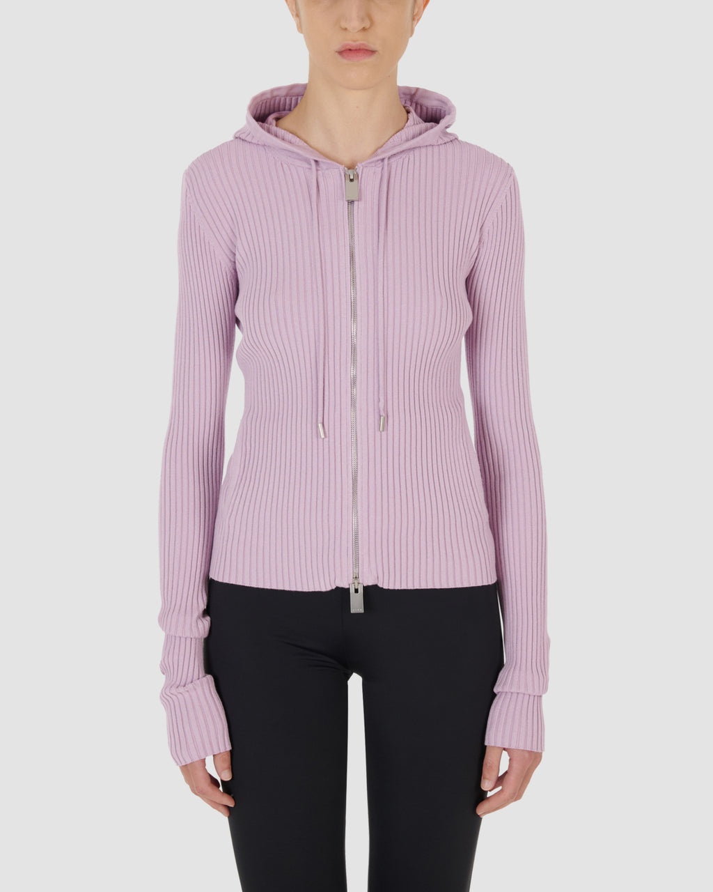 RIBBED KNIT HOODIE - 2