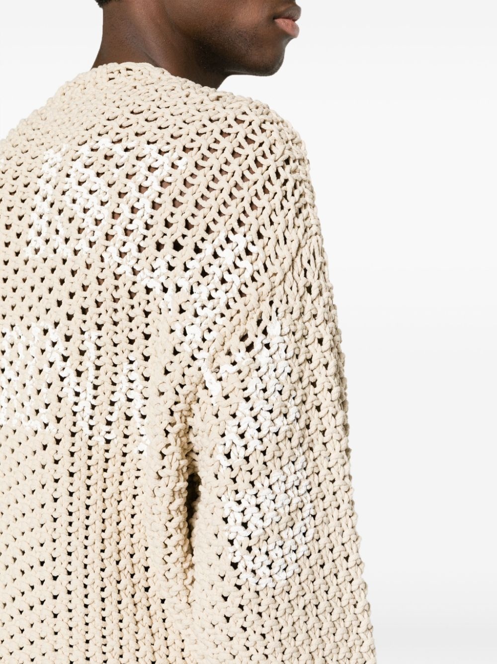 logo-print long-sleeve macramÃ© jumper - 5