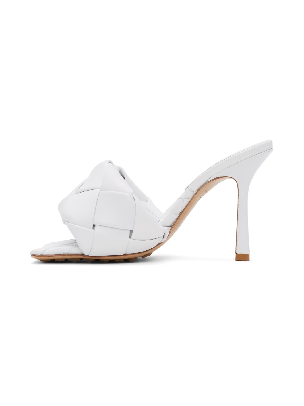 White Intrecciato Lido Heeled Sandals - 3
