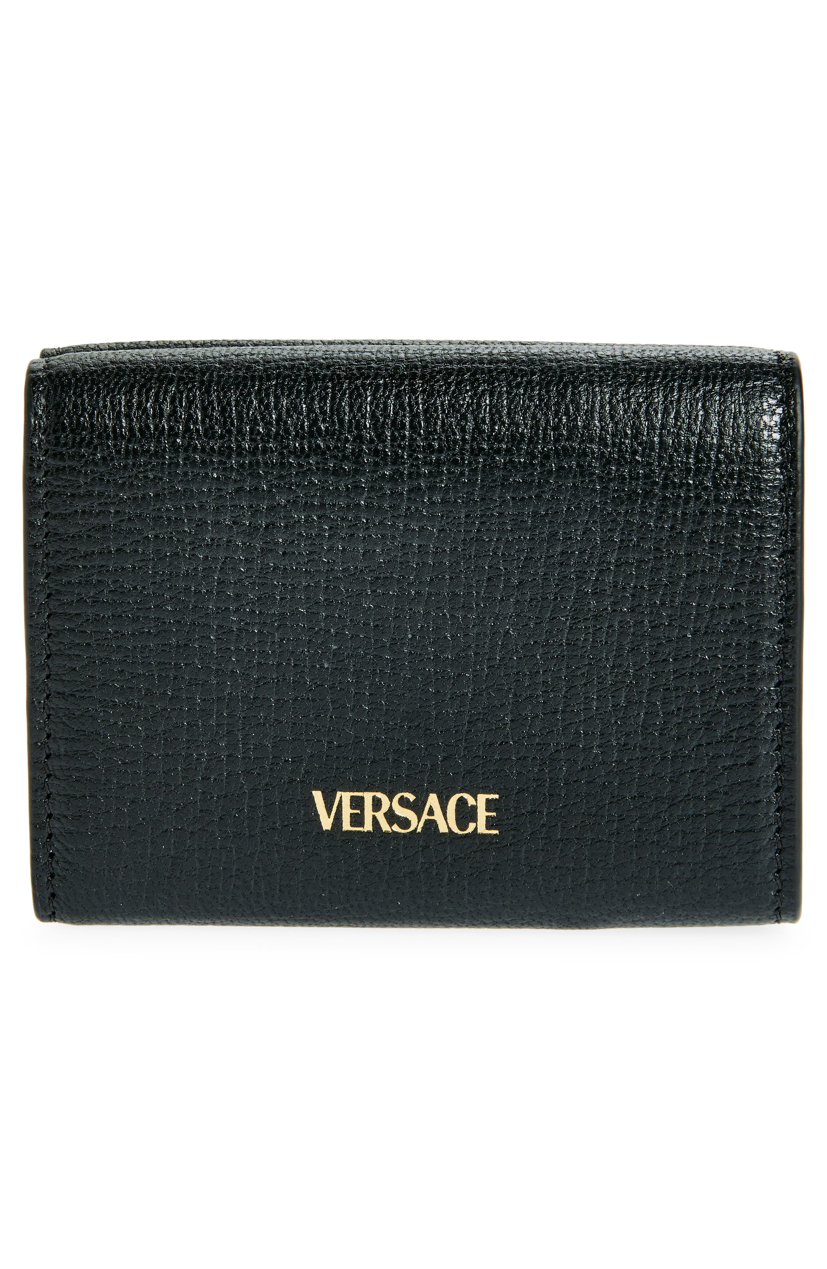 Versace Medusa Leather Trifold Wallet in Black Versace Gold at Nordstrom - 3