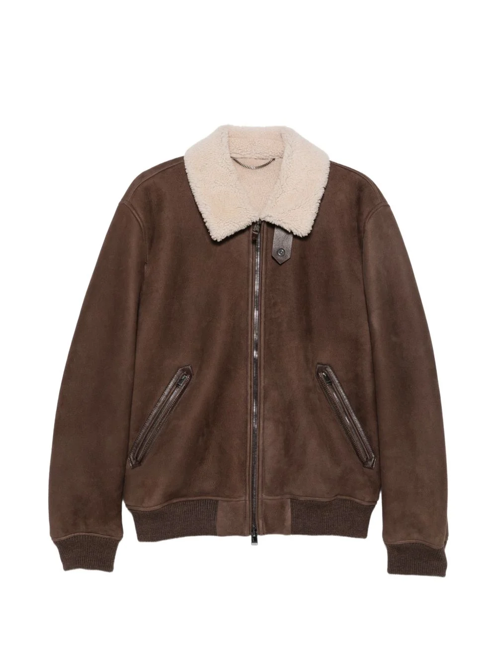 shearling-collar suede jacket - 1
