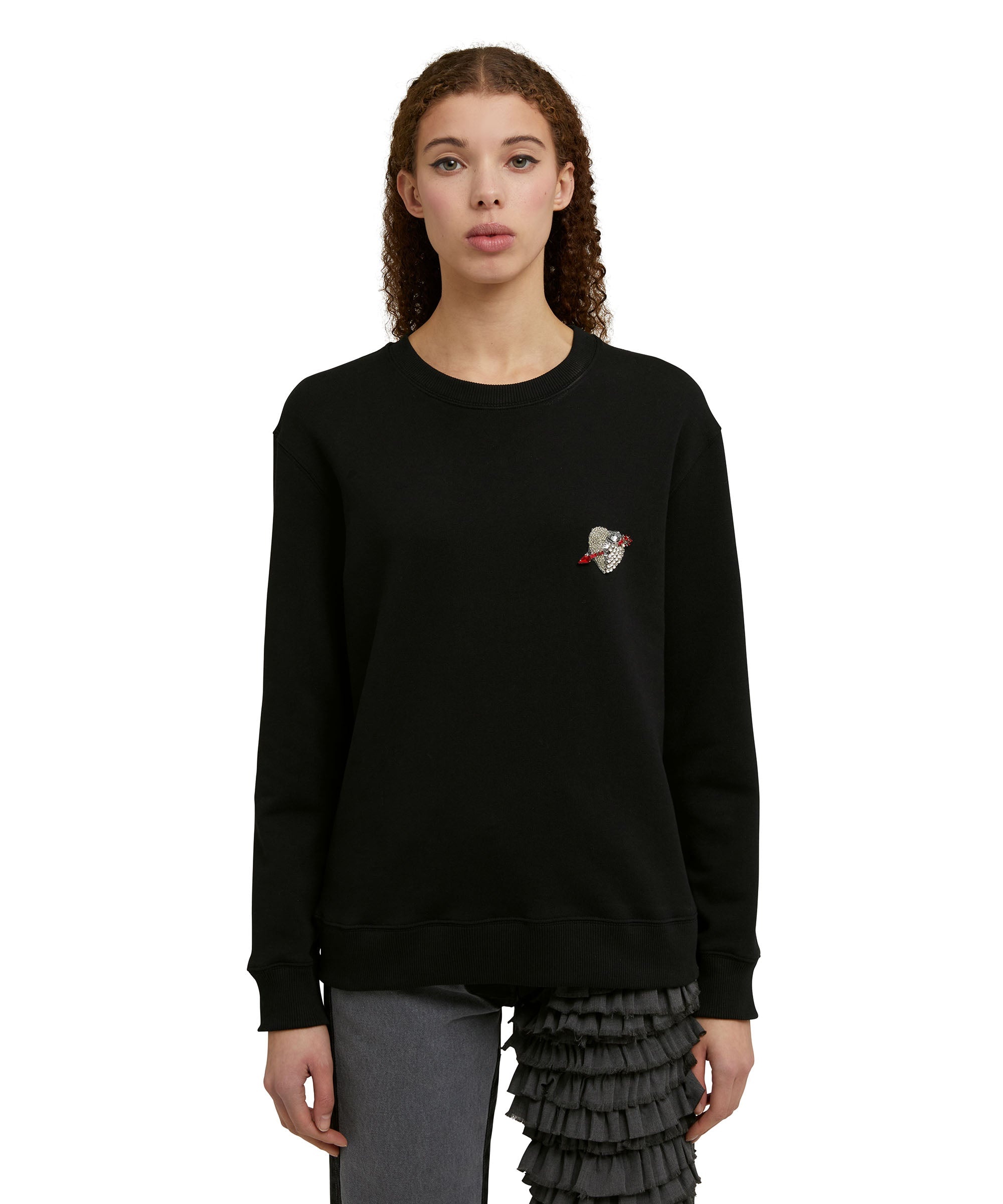 Crewneck sweatshirt with "Msgm Heart Embroidery Patch" print - 2