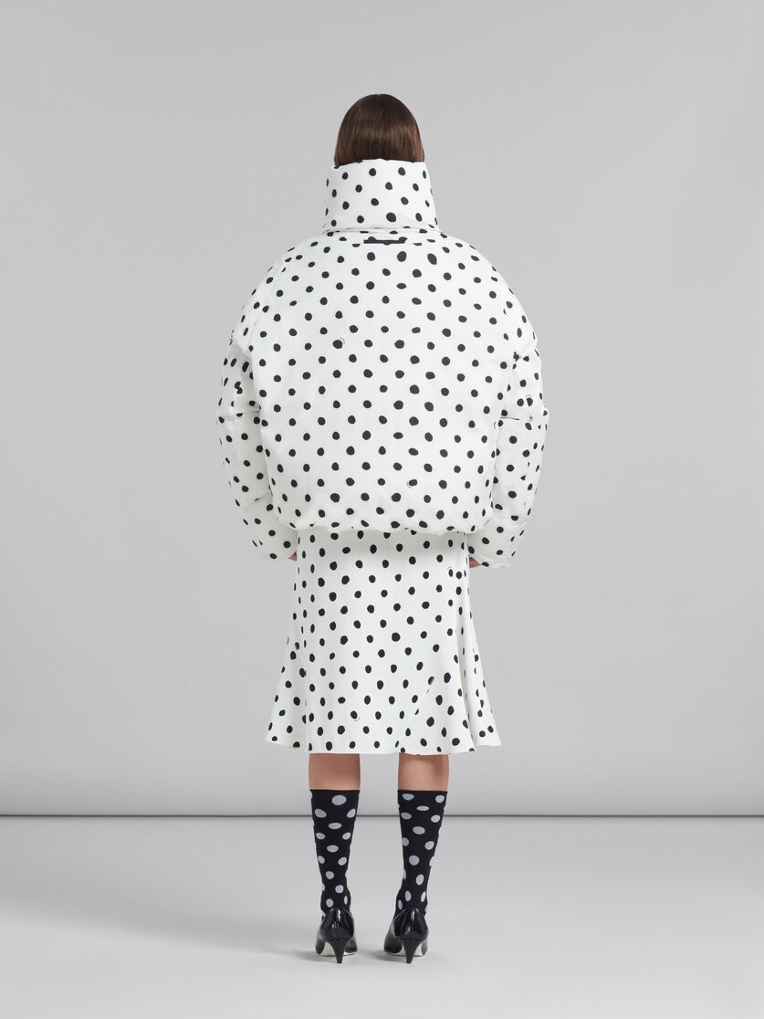 WHITE OVERSIZED DOWN JACKET WITH POLKA DOTS - 3