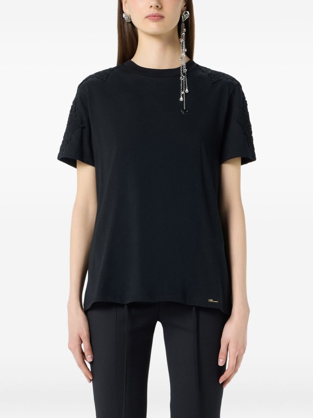 lace-trim T-shirt - 3