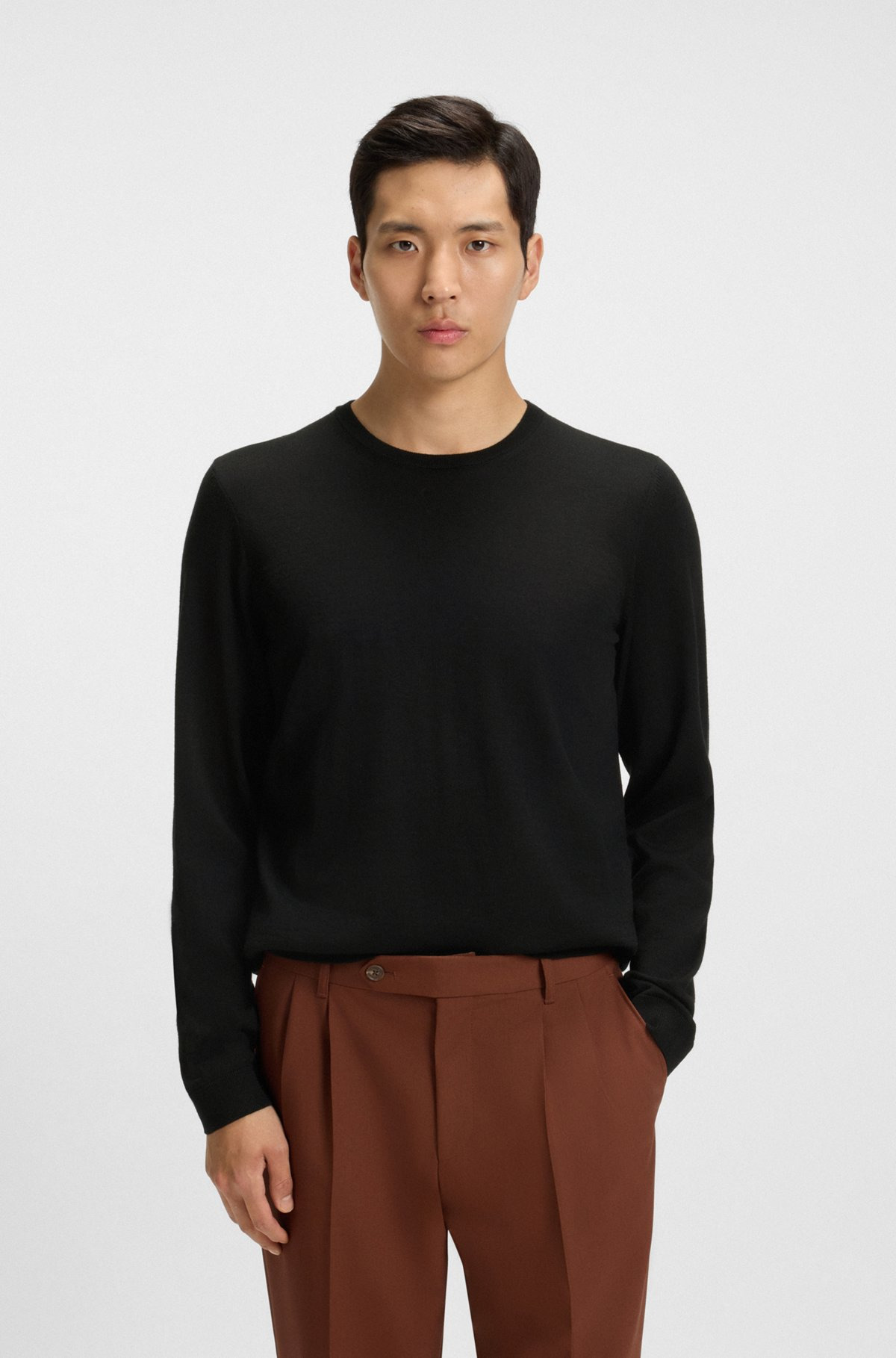 REGULAR-FIT SWEATER IN MERINO WOOL WITH CREW NECKLINE - 2
