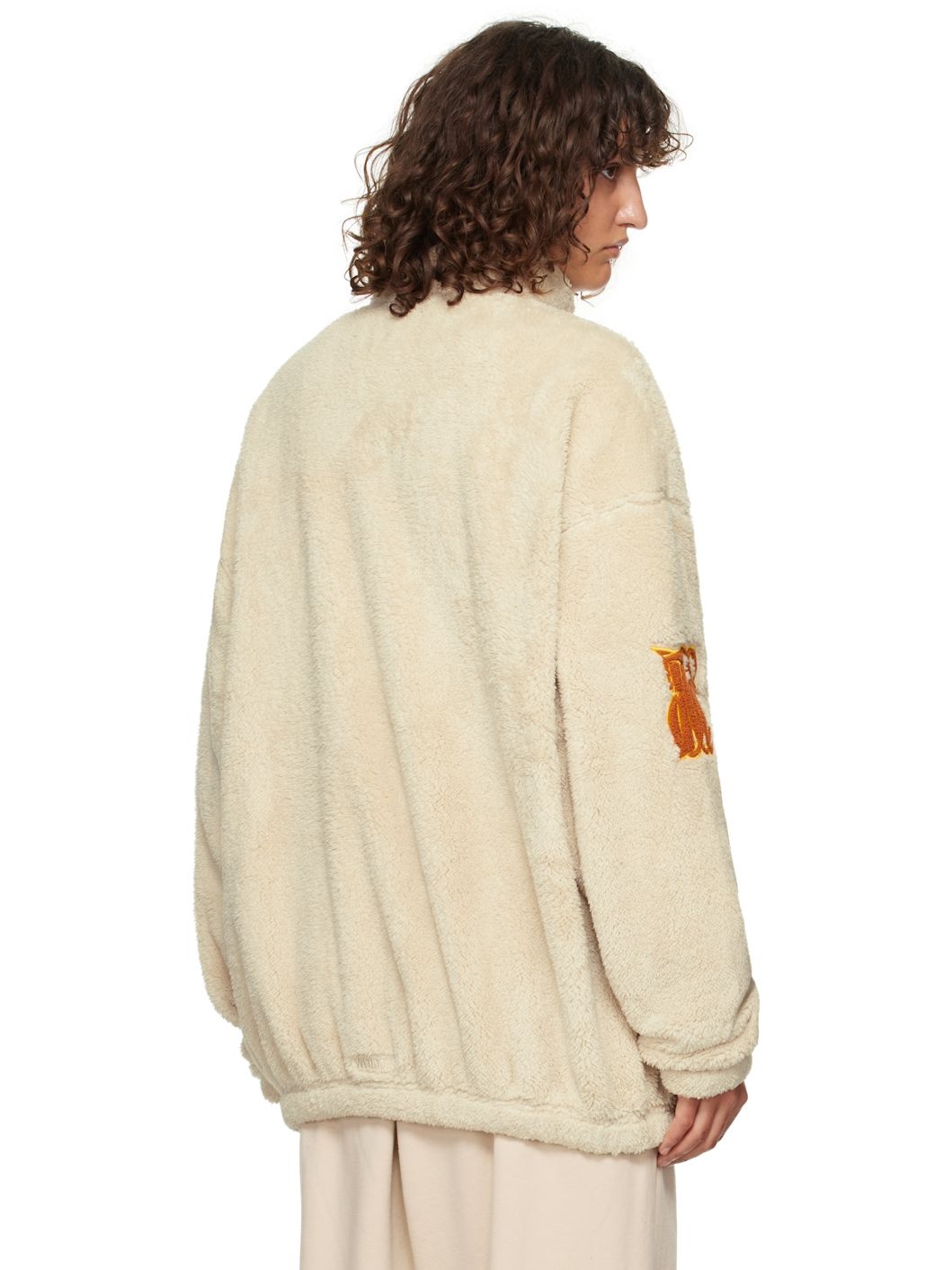 Beige Bouclé Logo Fleece Jacket - 3