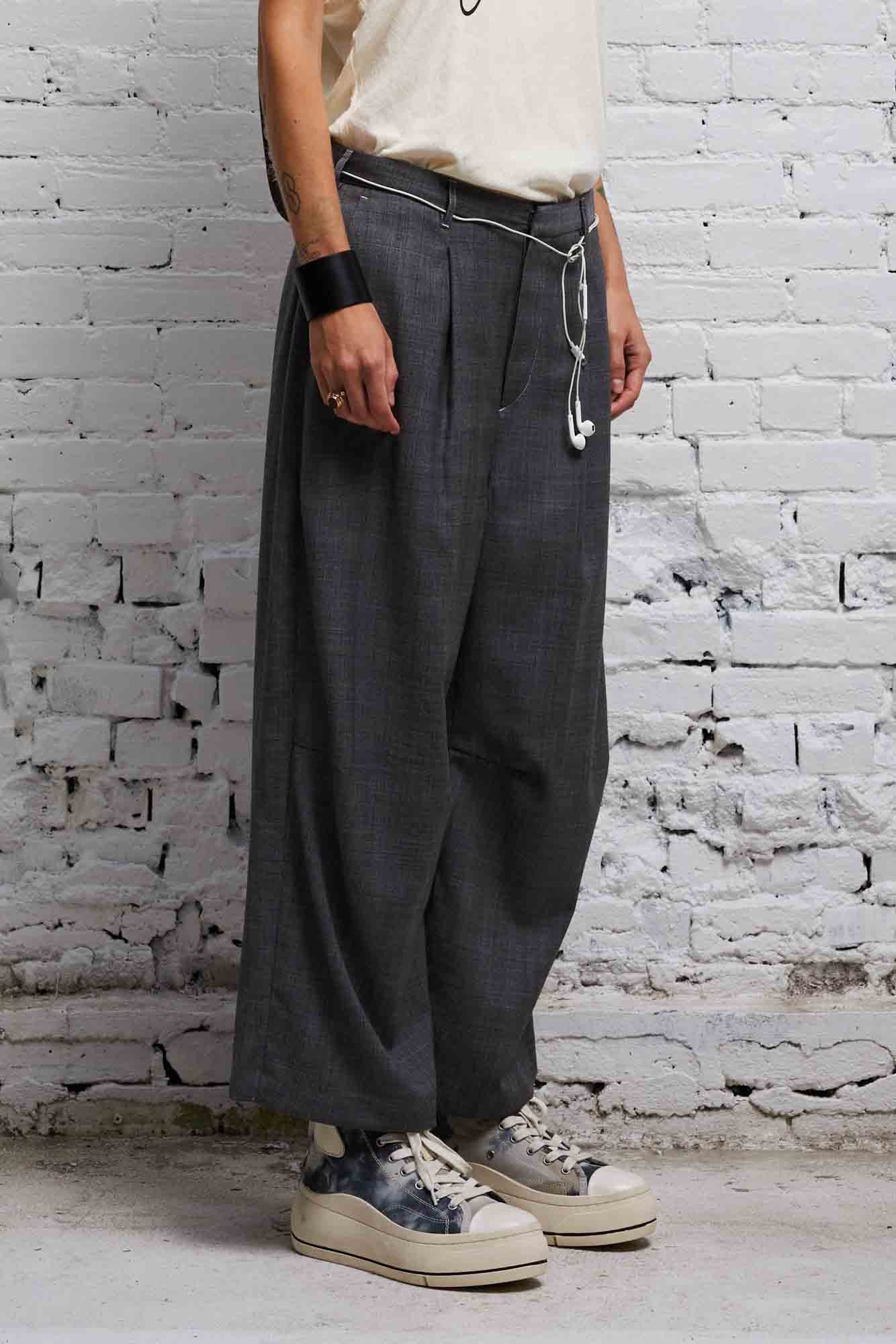 CROPPED WIDE LEG TROUSER - DARK GLEN PLAID - 3