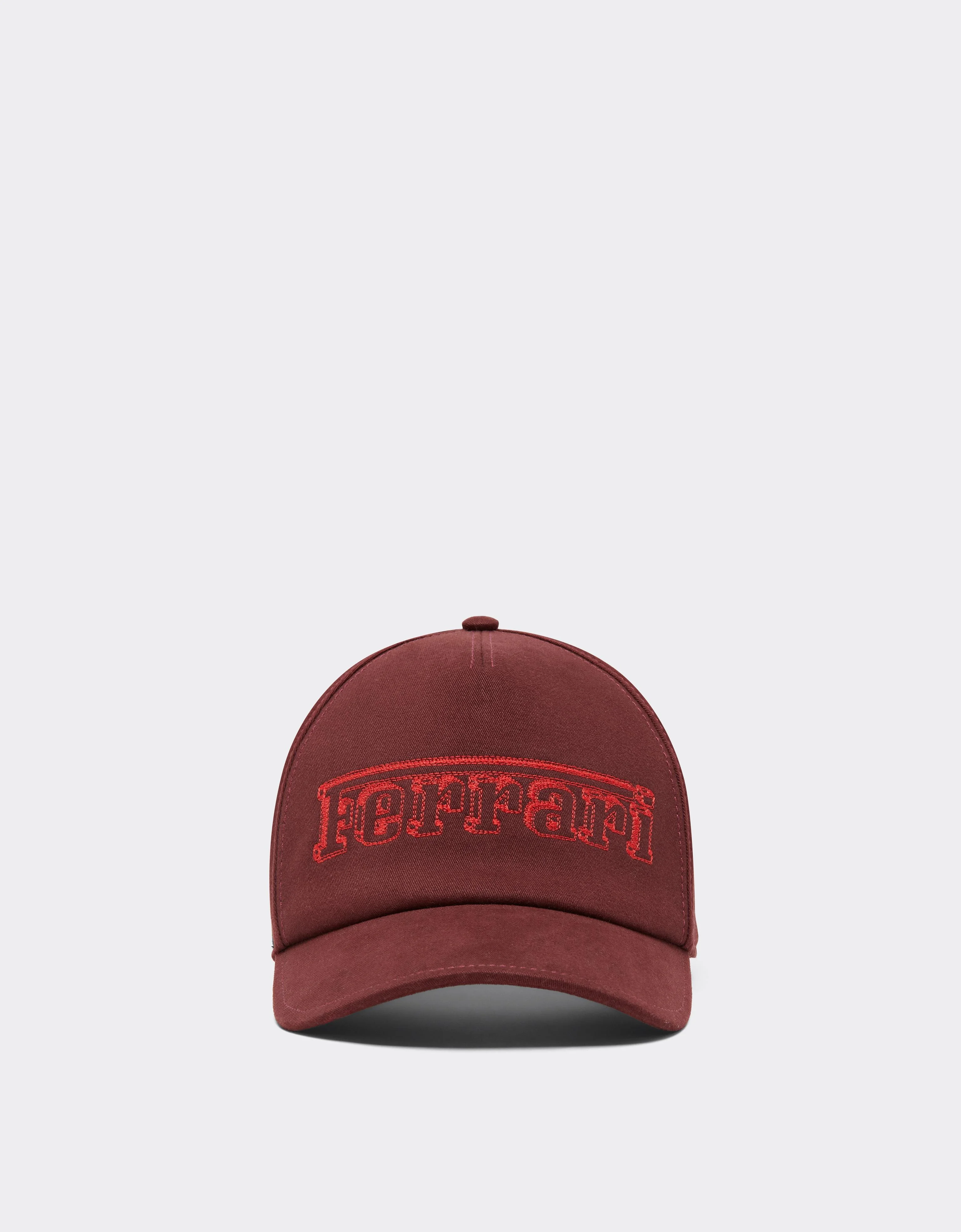 Cotton Drill Baseball Cap with Ferrari Embroidery - 1