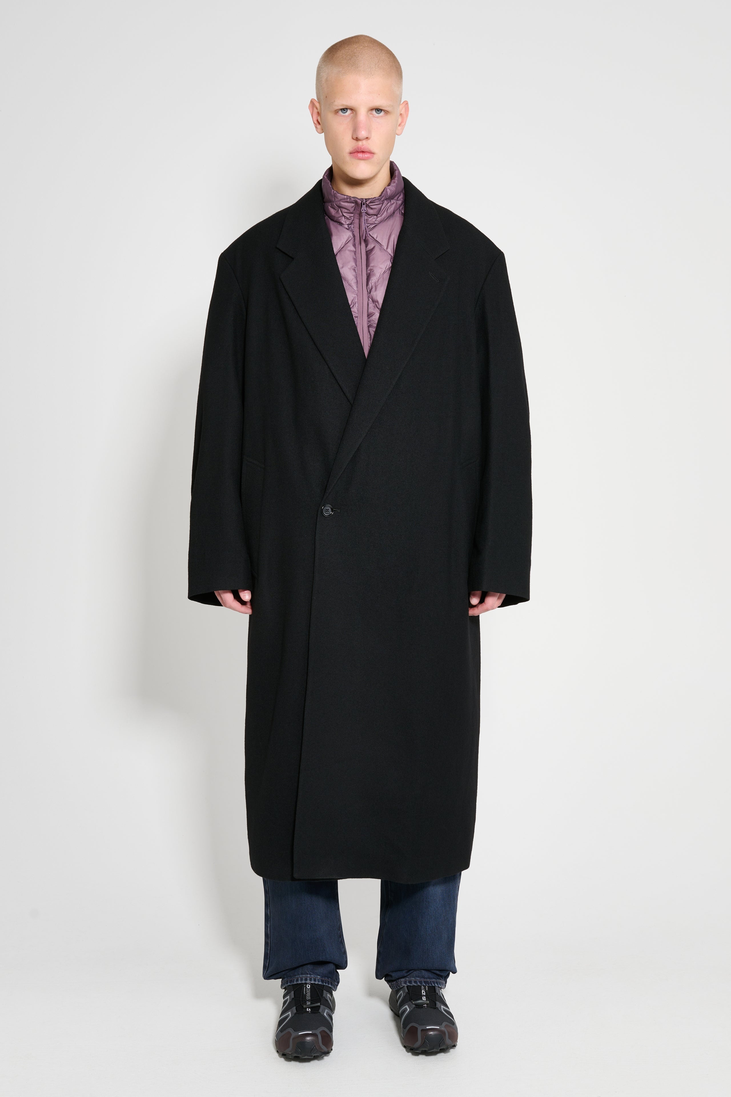 LEMAIRE MAXI DB COAT BLACK - 1