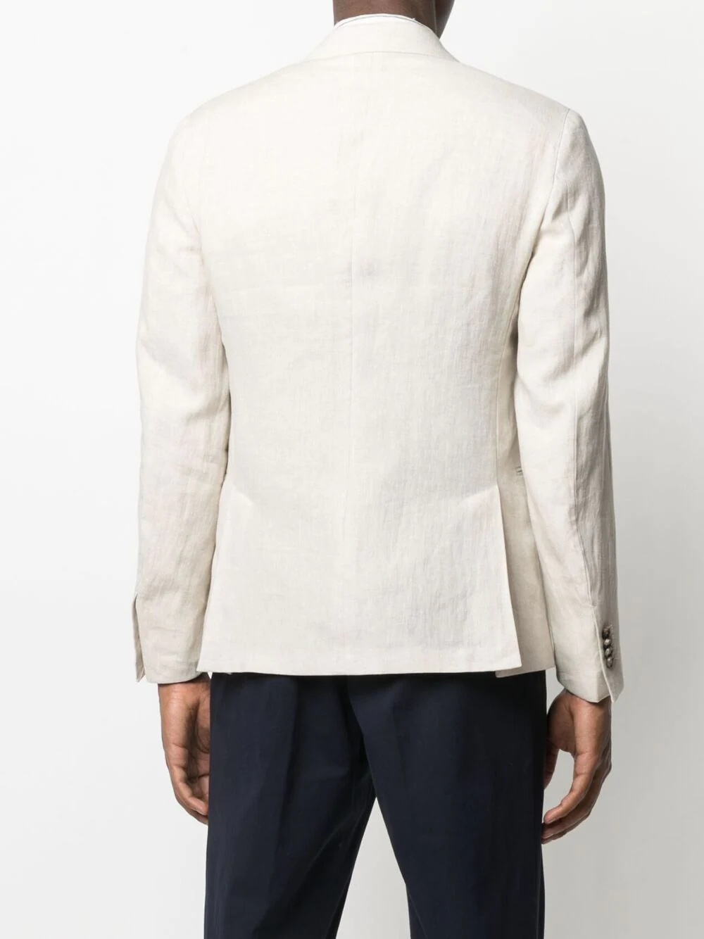 single-breasted linen blazer - 4