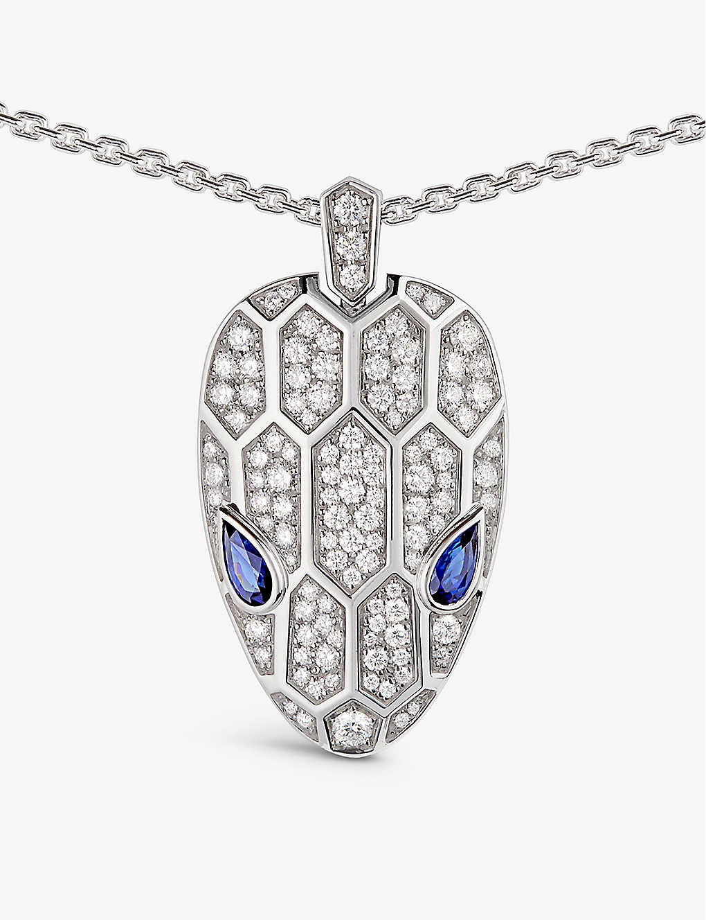 Serpenti 18ct white gold, 2.07ct brilliant-cut diamond and sapphire necklace - 4