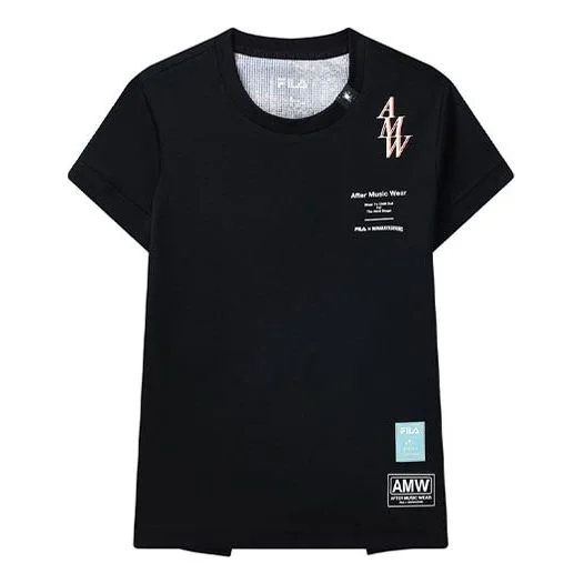 (WMNS) FILA x MIHARA YASUHIRO Jointly Signed Logo Printing Sports T-Shirt Black LogoT F11W133103F-BK - 1
