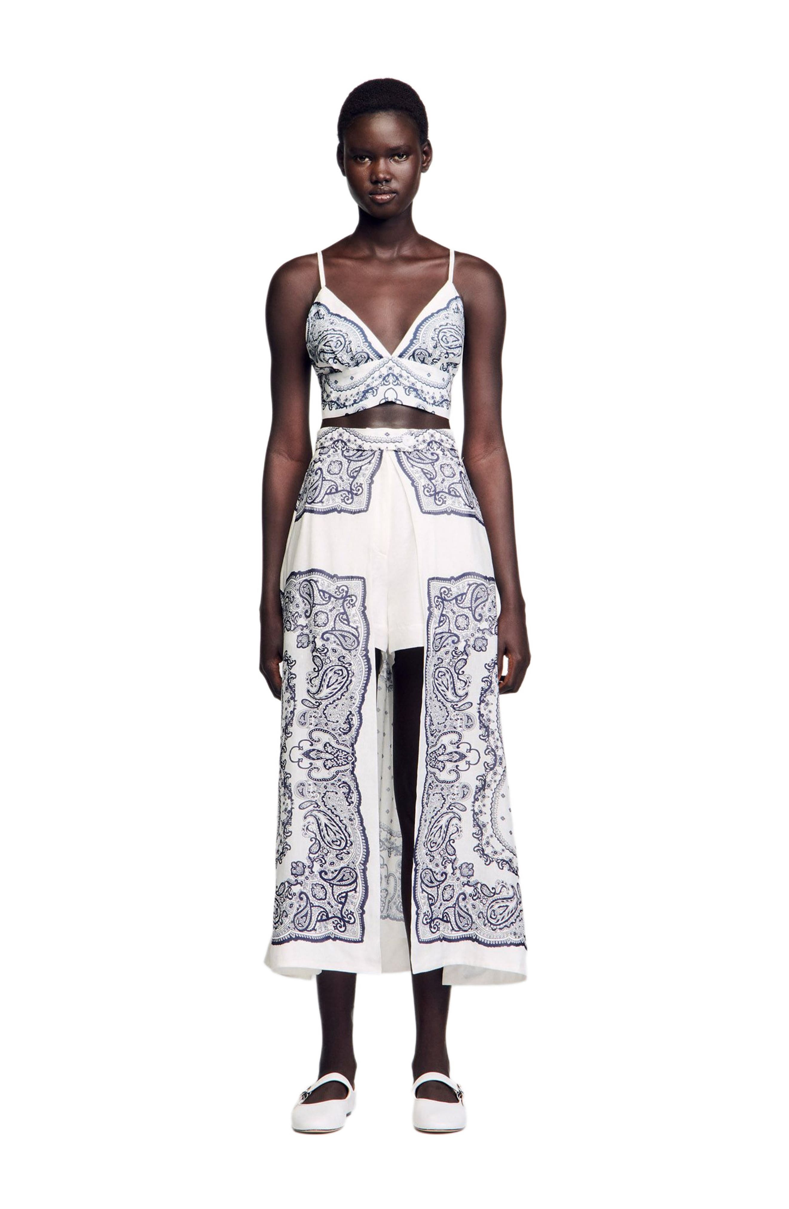 SANDRO Bandana-motif skirt shorts in White /Blue at Nordstrom - 1