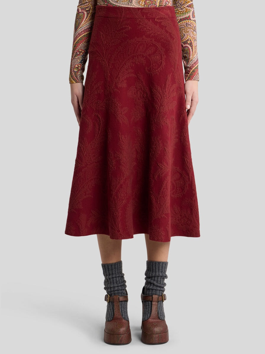 FLORAL PAISLEY JACQUARD MIDI SKIRT - 2
