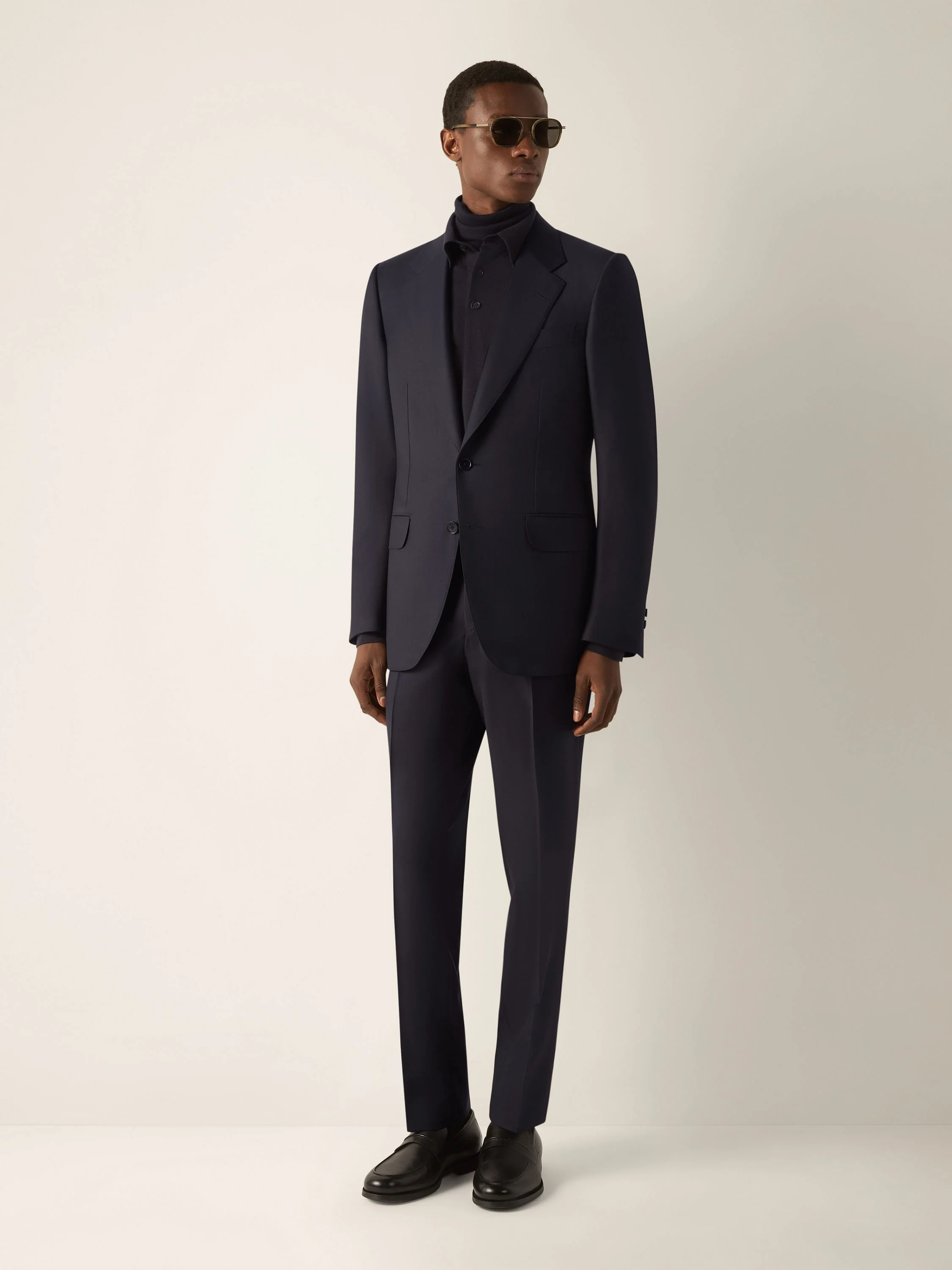 NAVY BLUE TROFEO SELECTION WOOL SUIT - 1