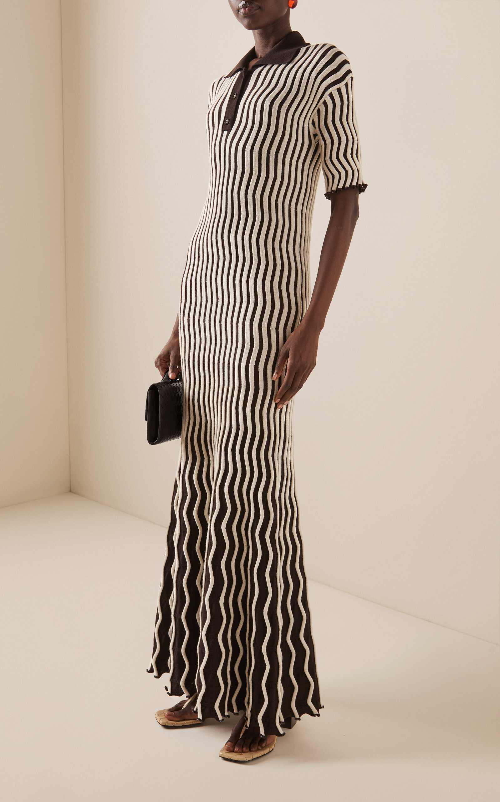 Ribbed Wool-Blend Midi Dress stripe - 2