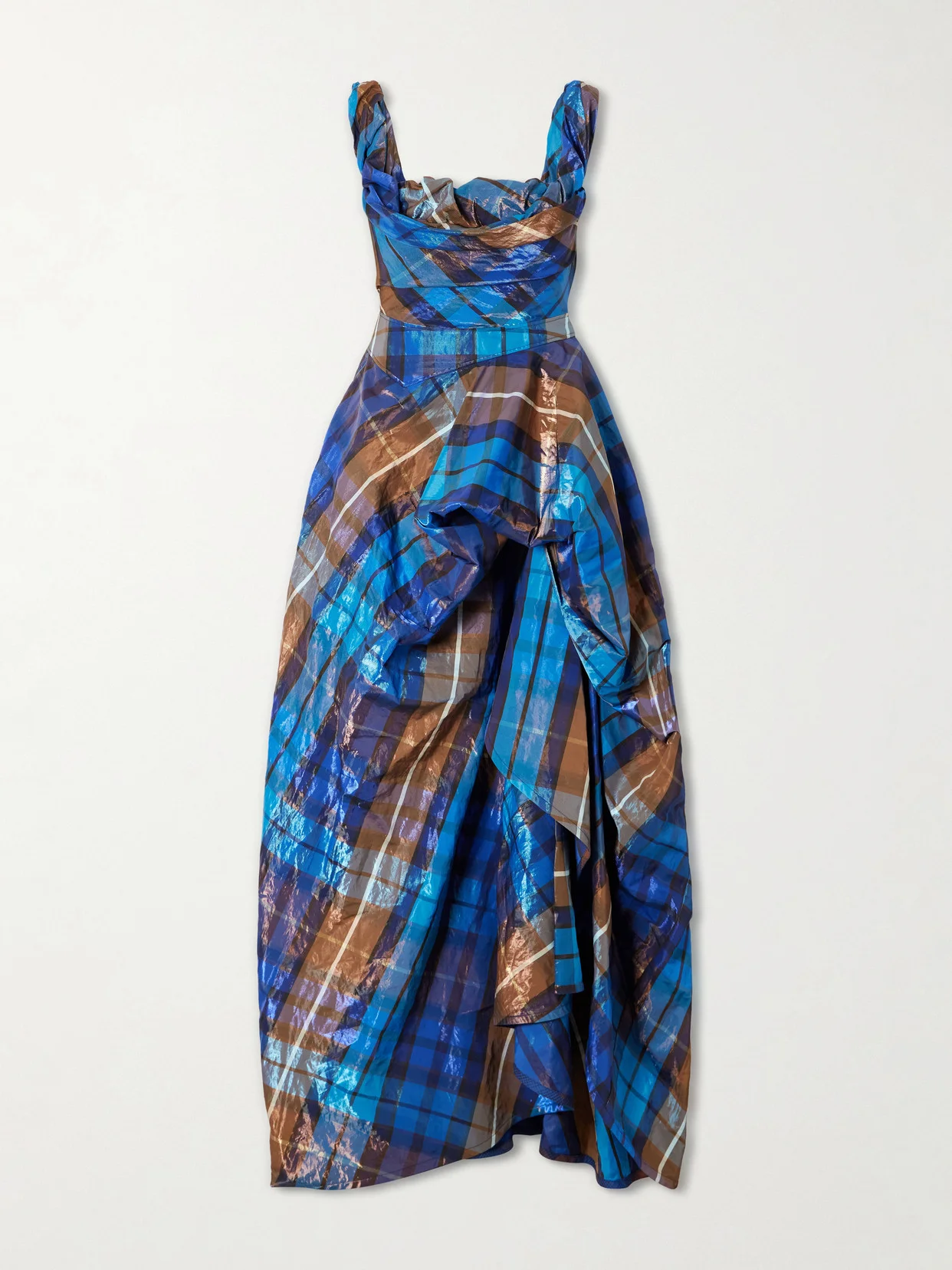 Chichi Asymmetric Checked Organza-cloqué Gown - 1