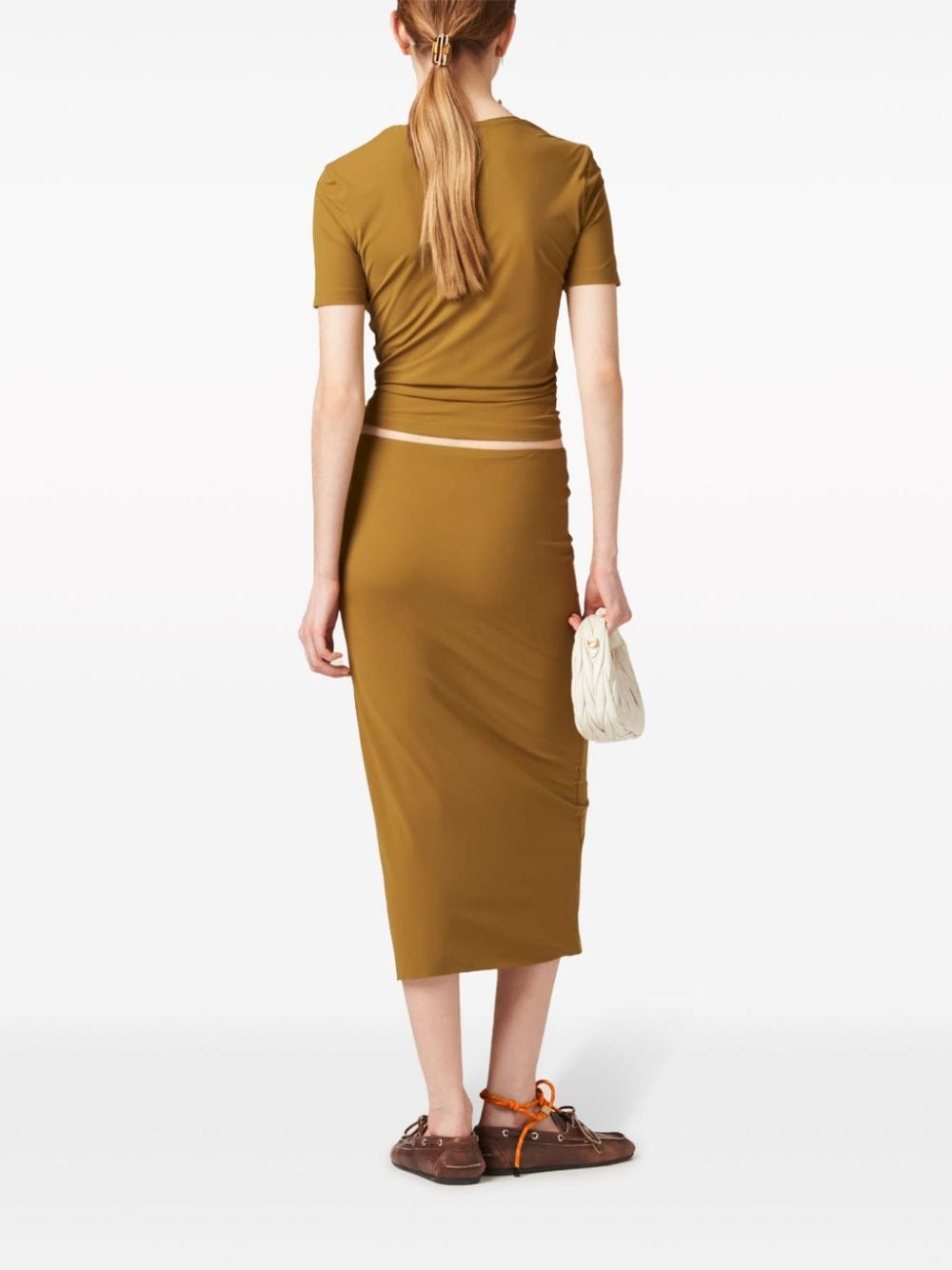 rubberized-logo midi skirt - 3