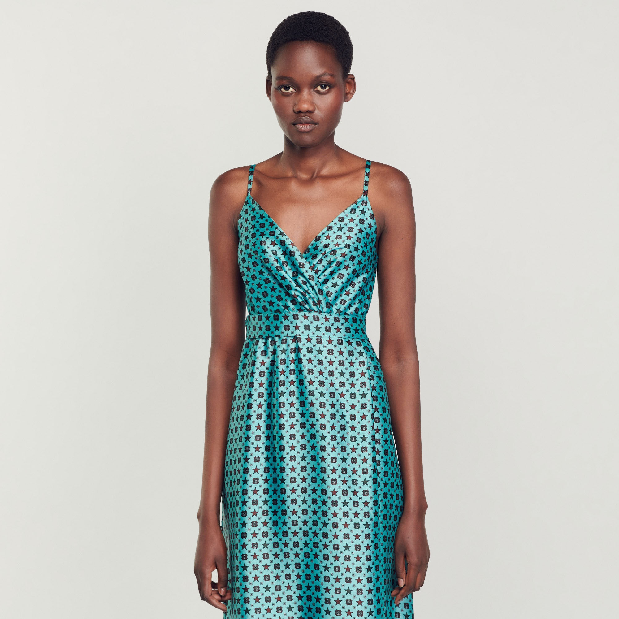 PRINTED SATIN MIDI DRESS - 5