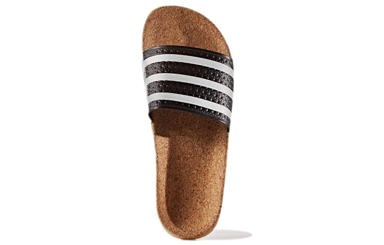 adidas WMNS adidas originals Adilette Cork Slippers Black White BA7211 REVERSIBLE