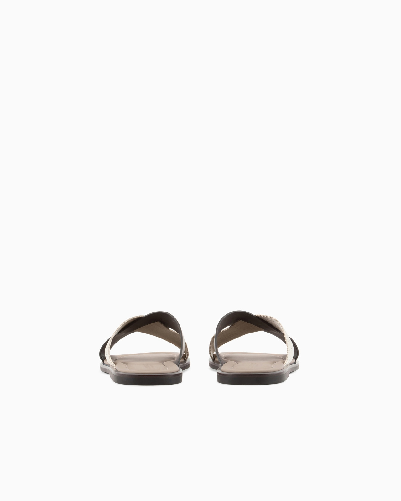Leather cross sandals with two-toned tape - 4