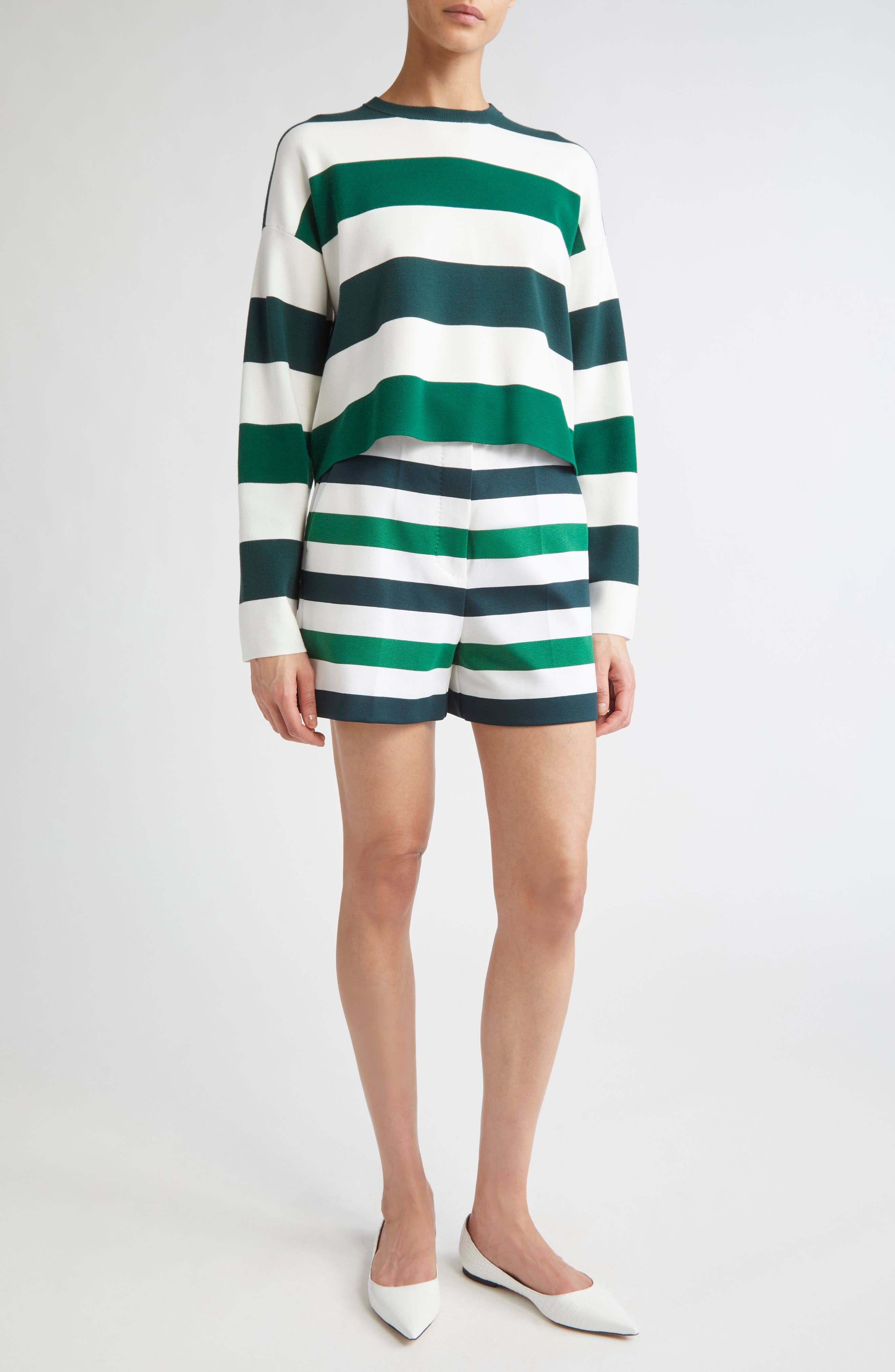 Max Mara Jesone Stripe Milano Knit Sweater in Sky Blue at Nordstrom - 2