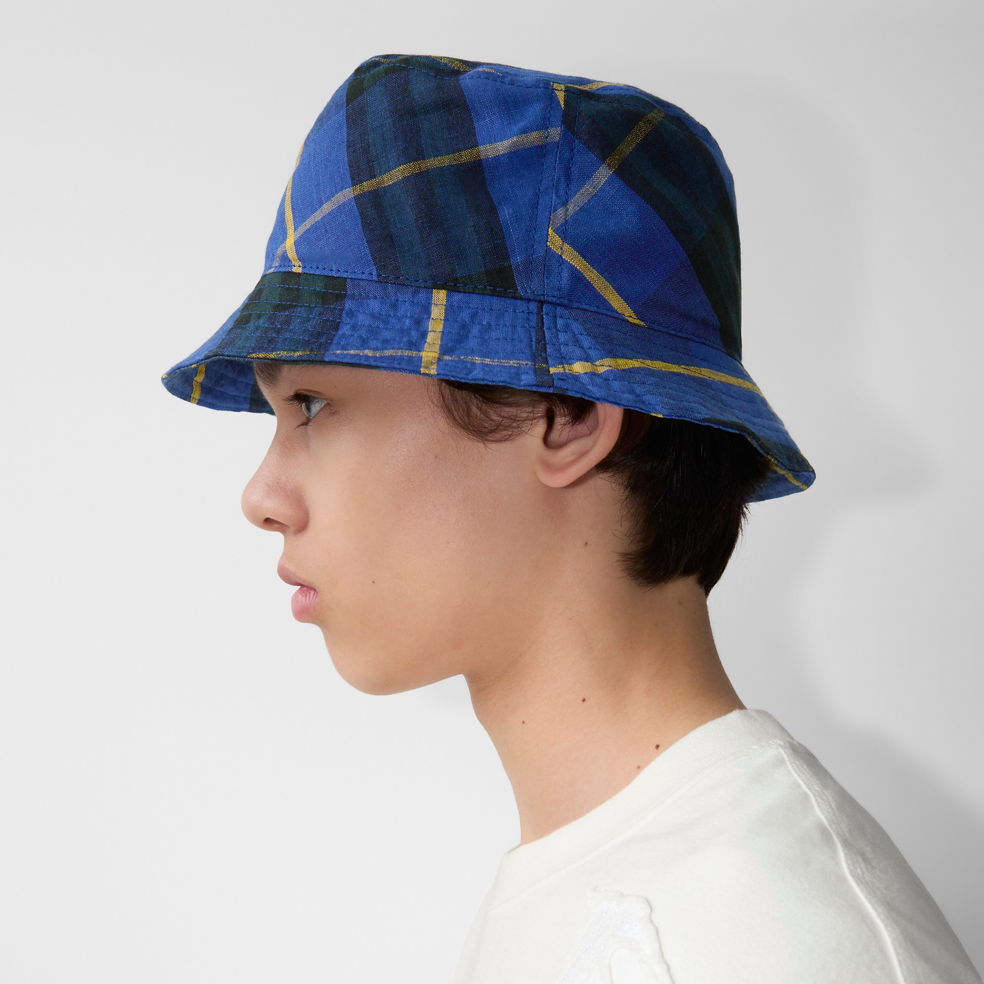 Check Linen Bucket Hat - 5